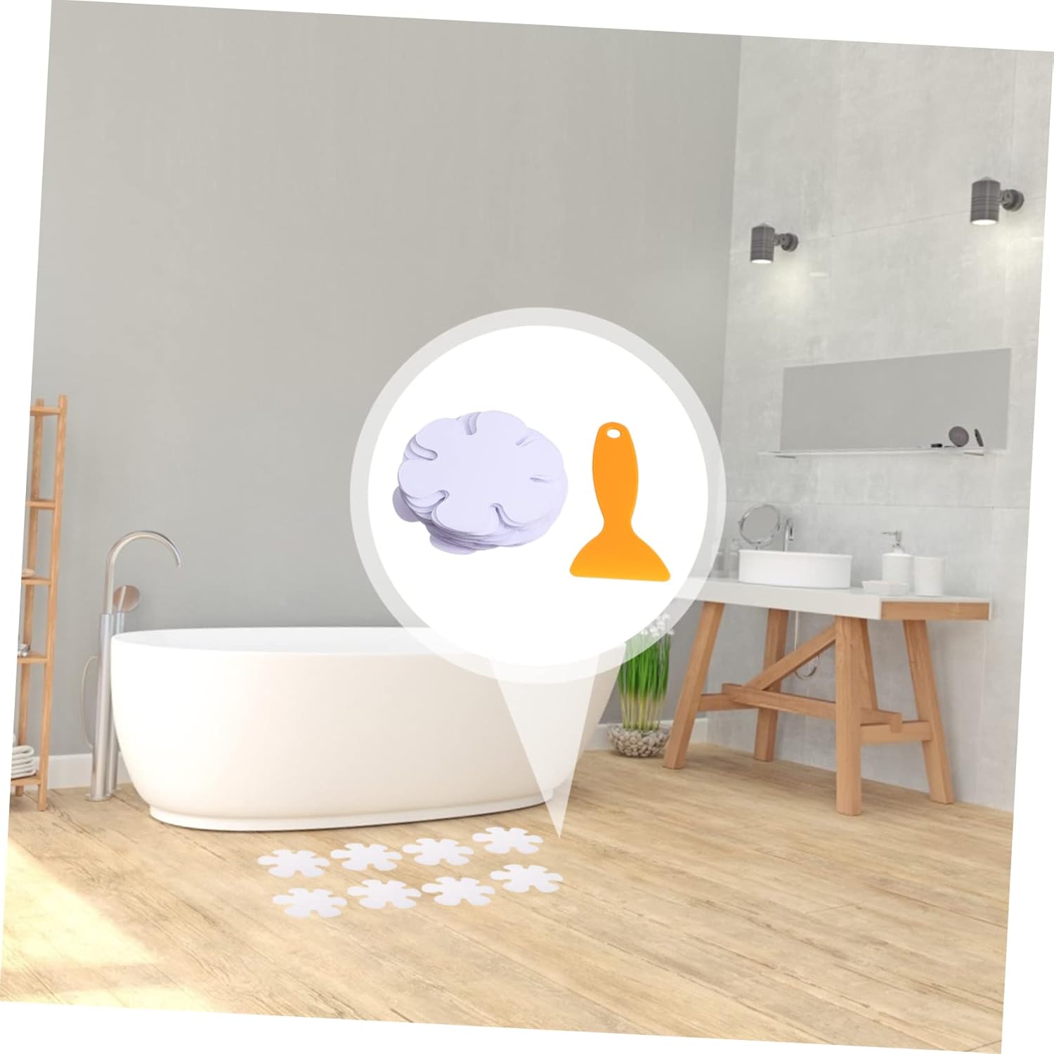 LIFKICH Non-Slip Bathroom Stickers 20pcs Peva Flower Bathtub Decals