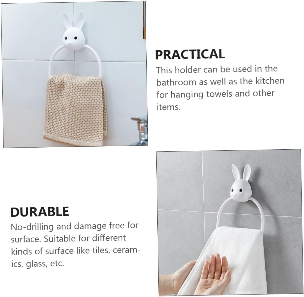 PRETYZOOM Cartoon Design Wall Mounted Towel Holder
