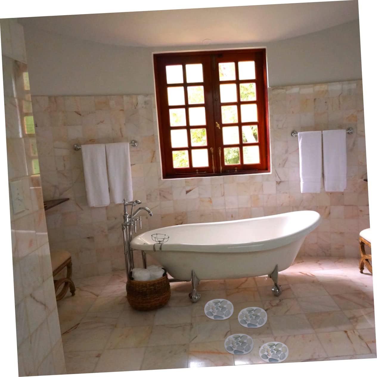 Happyyami 4 Pack Tub Anti Slip Stickers 15cm Stone Pattern Bath Mats Stickers