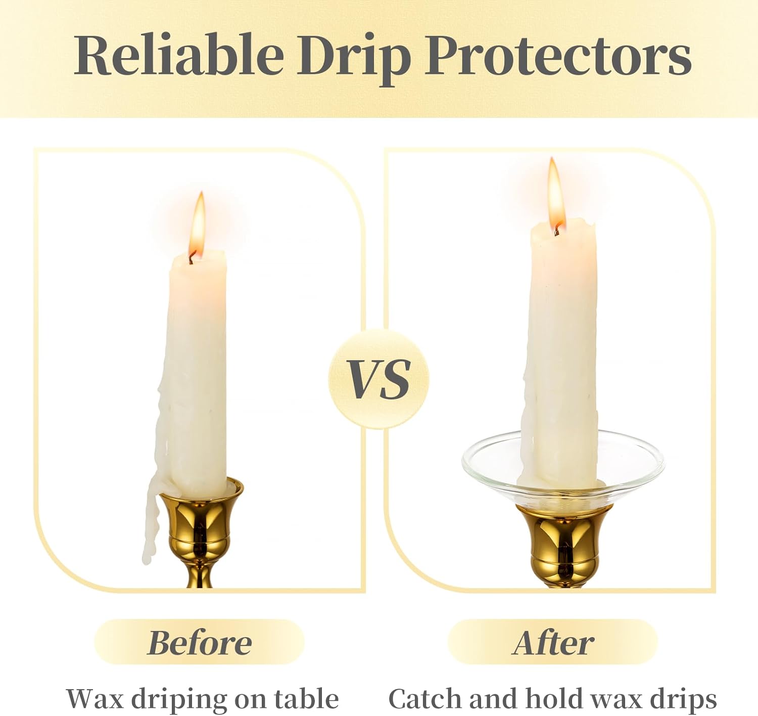 Hewory Glass Candle Drip Catchers 12-Piece Set for Taper Candles