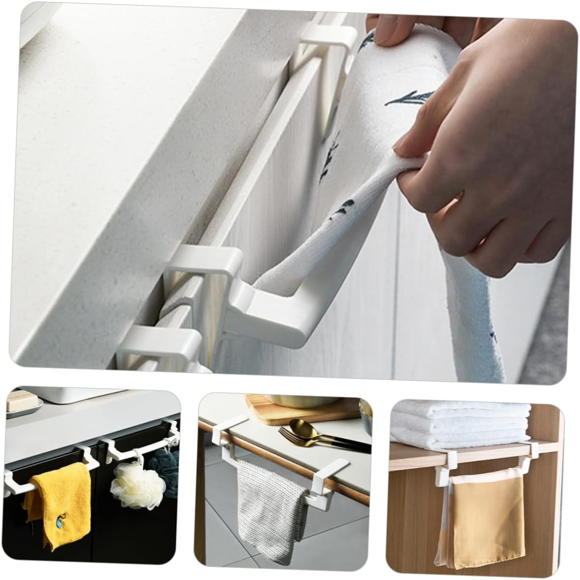 2Pcs Towel Rack for Cabinet No Drill Damage Free