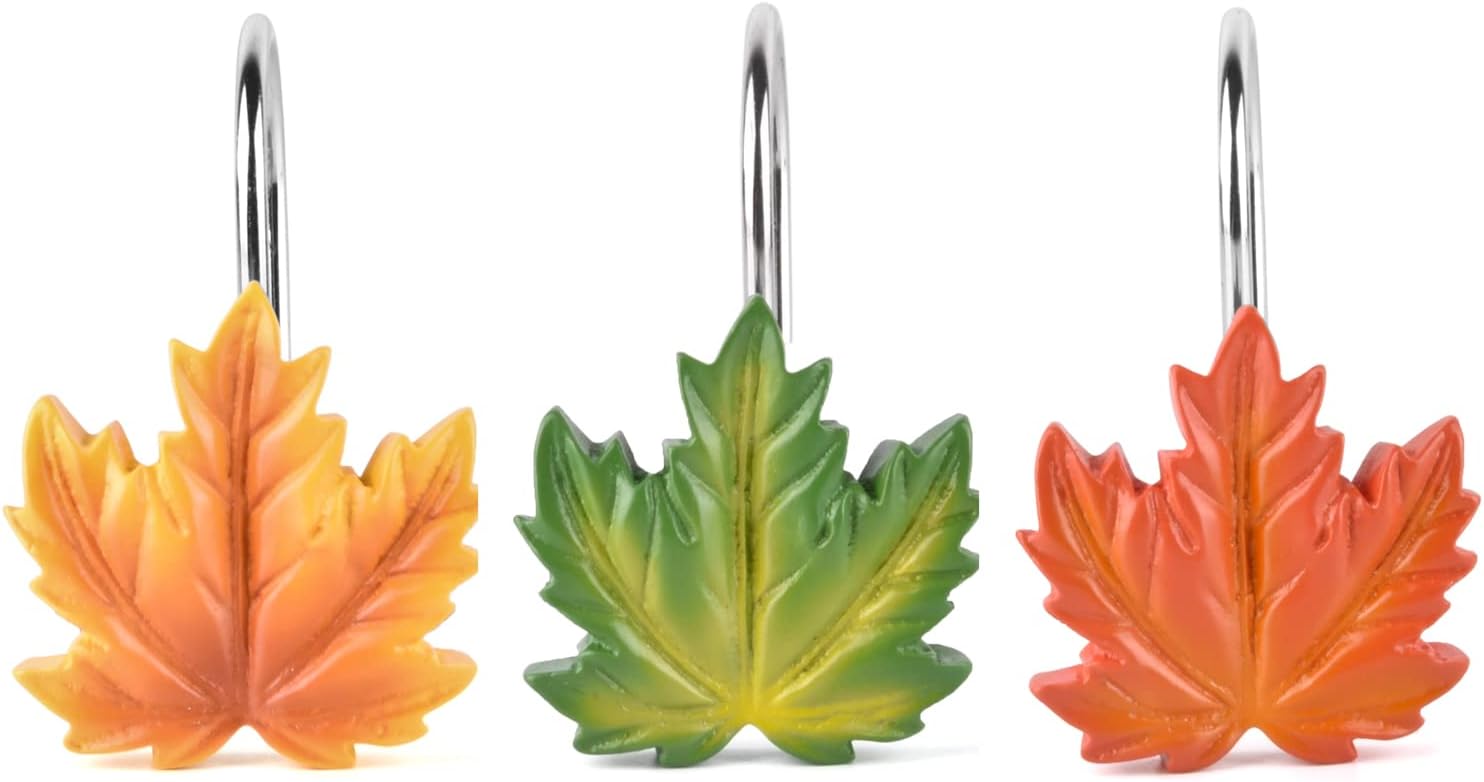 Maple Leaf Shower Curtain Hooks 12 Piece Set