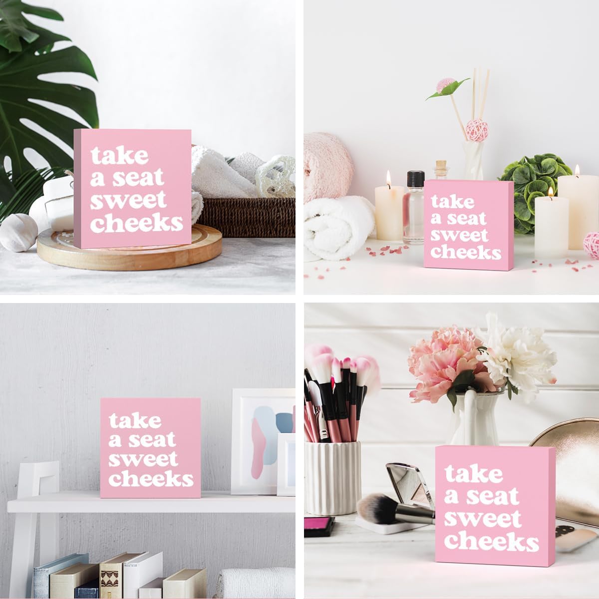 Coquette Pink Bathroom Decor Sign for Girls and Women