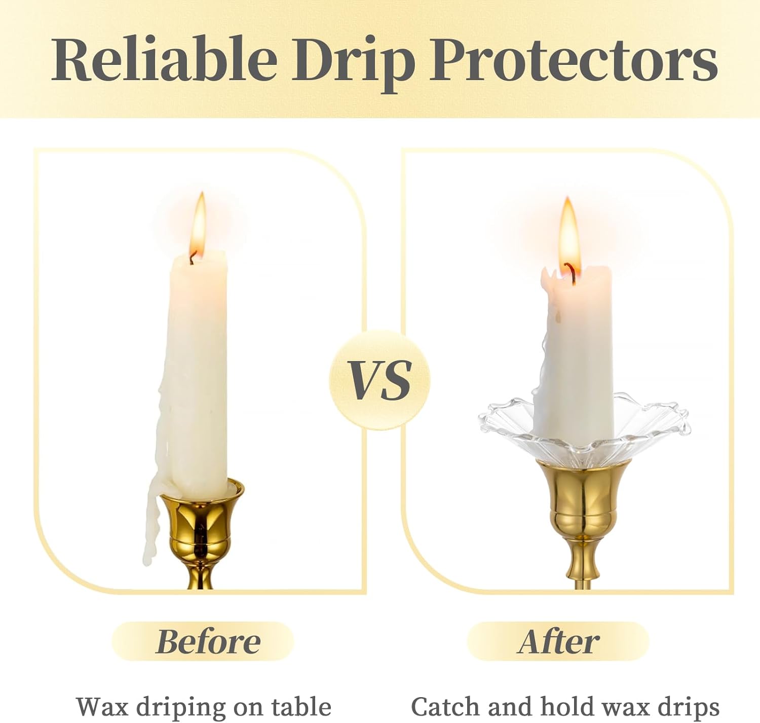 Hewory 12-Piece Glass Candle Drip Catchers