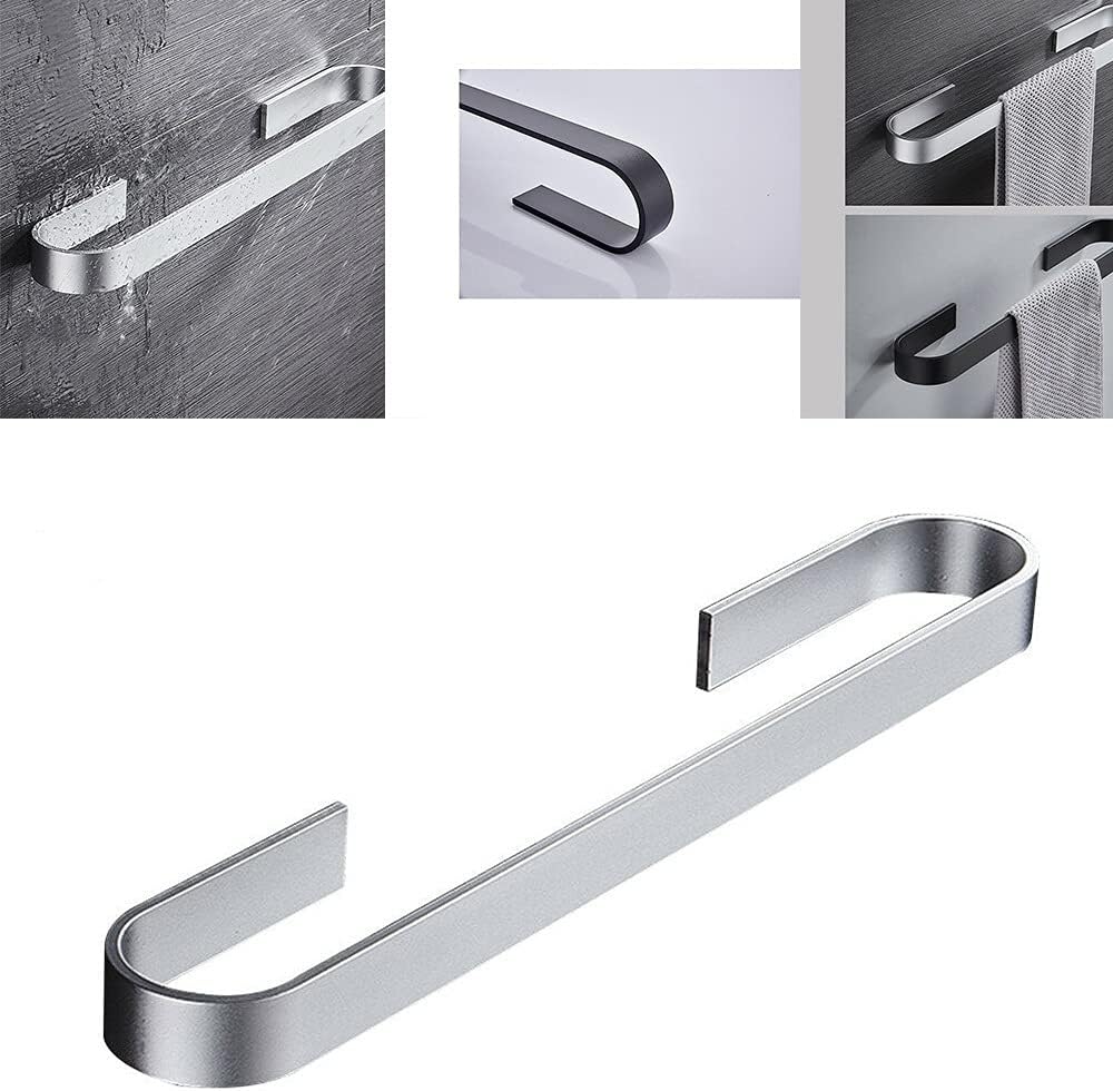 Sturdy Wall-Mounted Towel Rail BlackSilver for Bathroom Storage