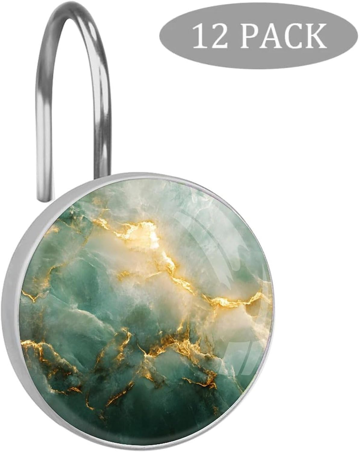 XAVOY 12-Piece Marble Texture Stainless Steel Shower Curtain Hangers