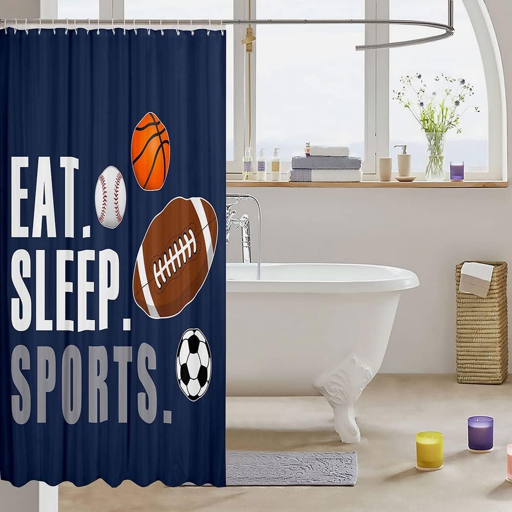 Fun Football Shower Curtain for Kids 72x72-Inch