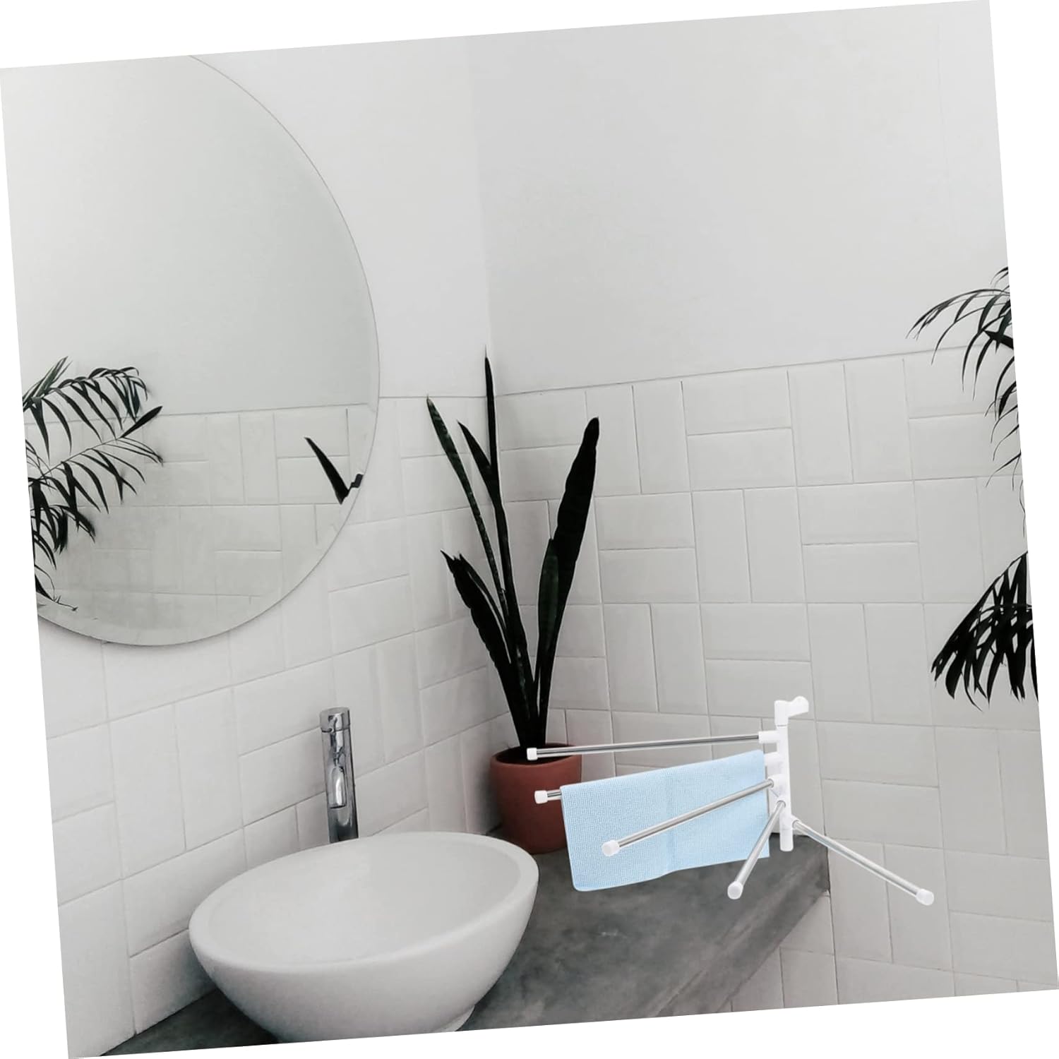 1Set Stainless Steel Rotating Towel Rack for Space-Saving Bathroom Storage
