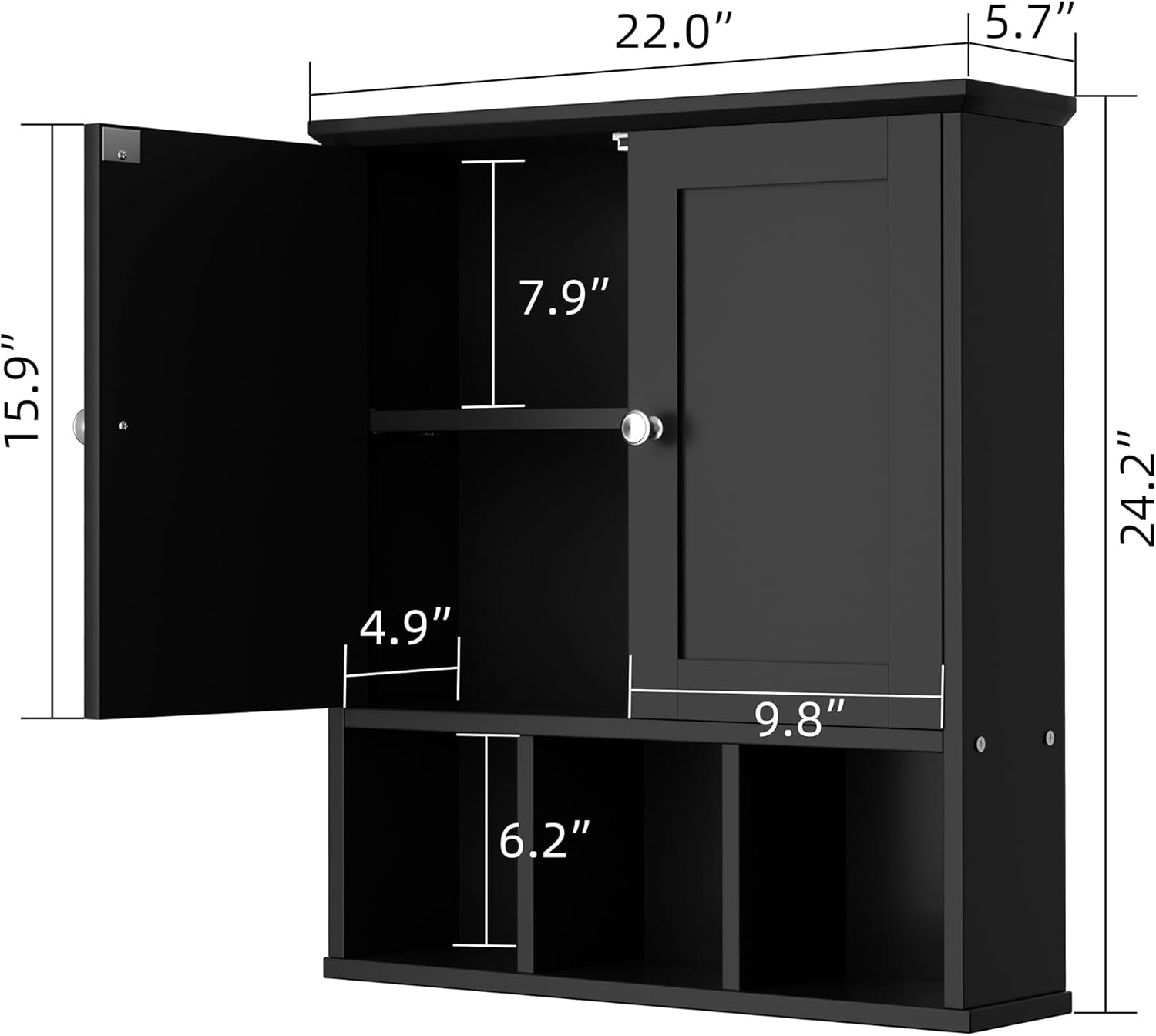 Styled Bathroom Wall Cabinet with Adjustable Shelves
