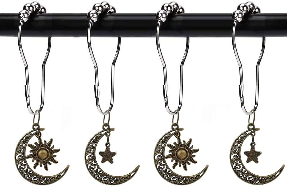 Sun Moon Star Decorative Shower Curtain Hook Set