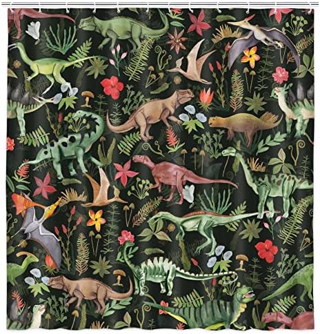 Wathon Dinosaurs Bath Curtain with 12 Hooks