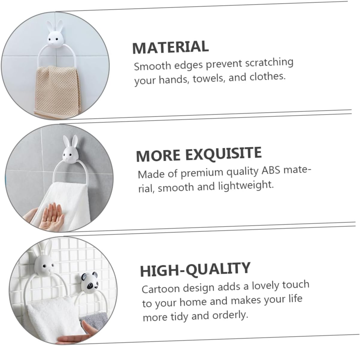 PRETYZOOM Cartoon Design Wall Mounted Towel Holder