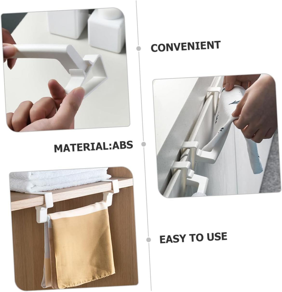 2Pcs Towel Rack for Cabinet No Drill Damage Free