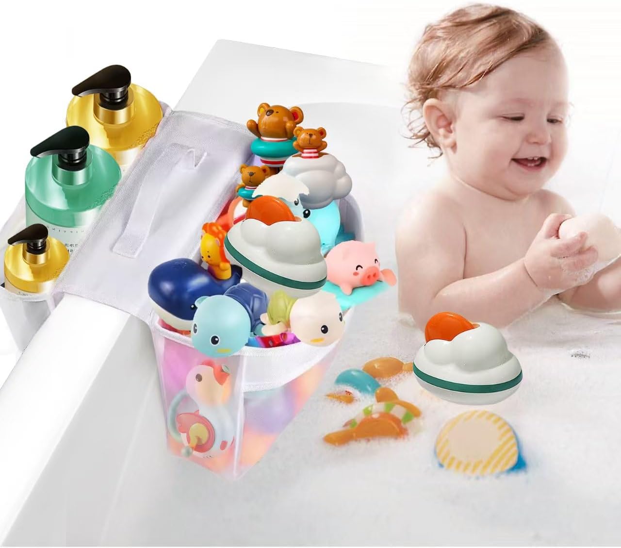 Bath Toy Storage Organizer with Dual Function