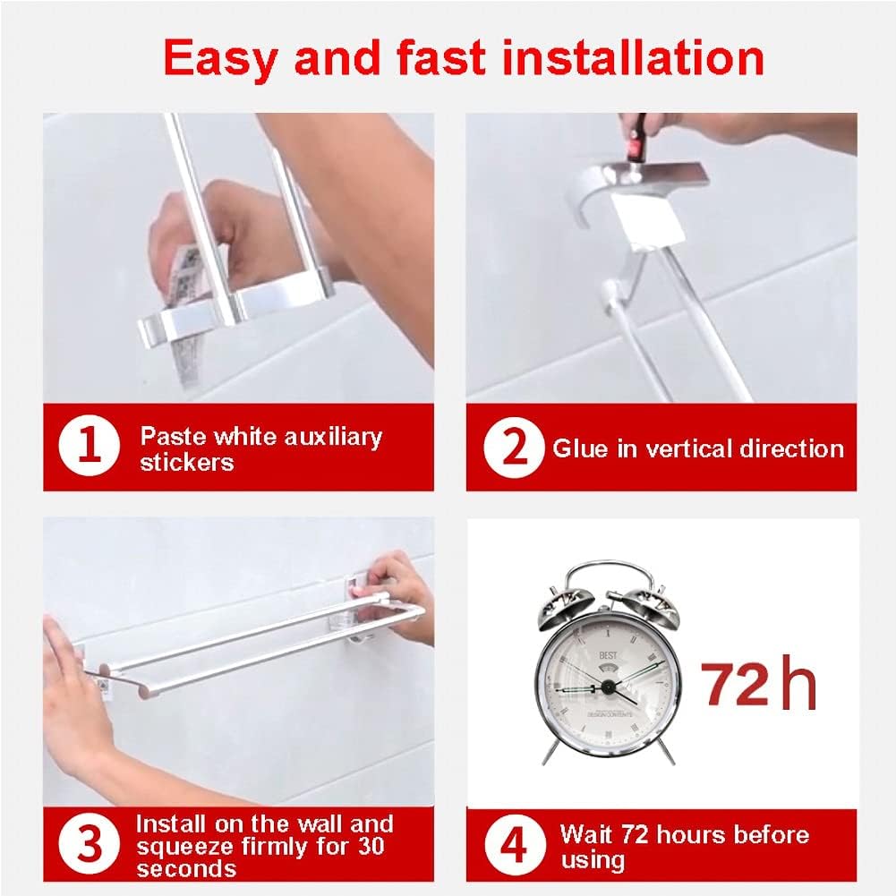 Towel Rail for Bathroom Modern Aluminum Double Bar Towel Holder with Hooks
