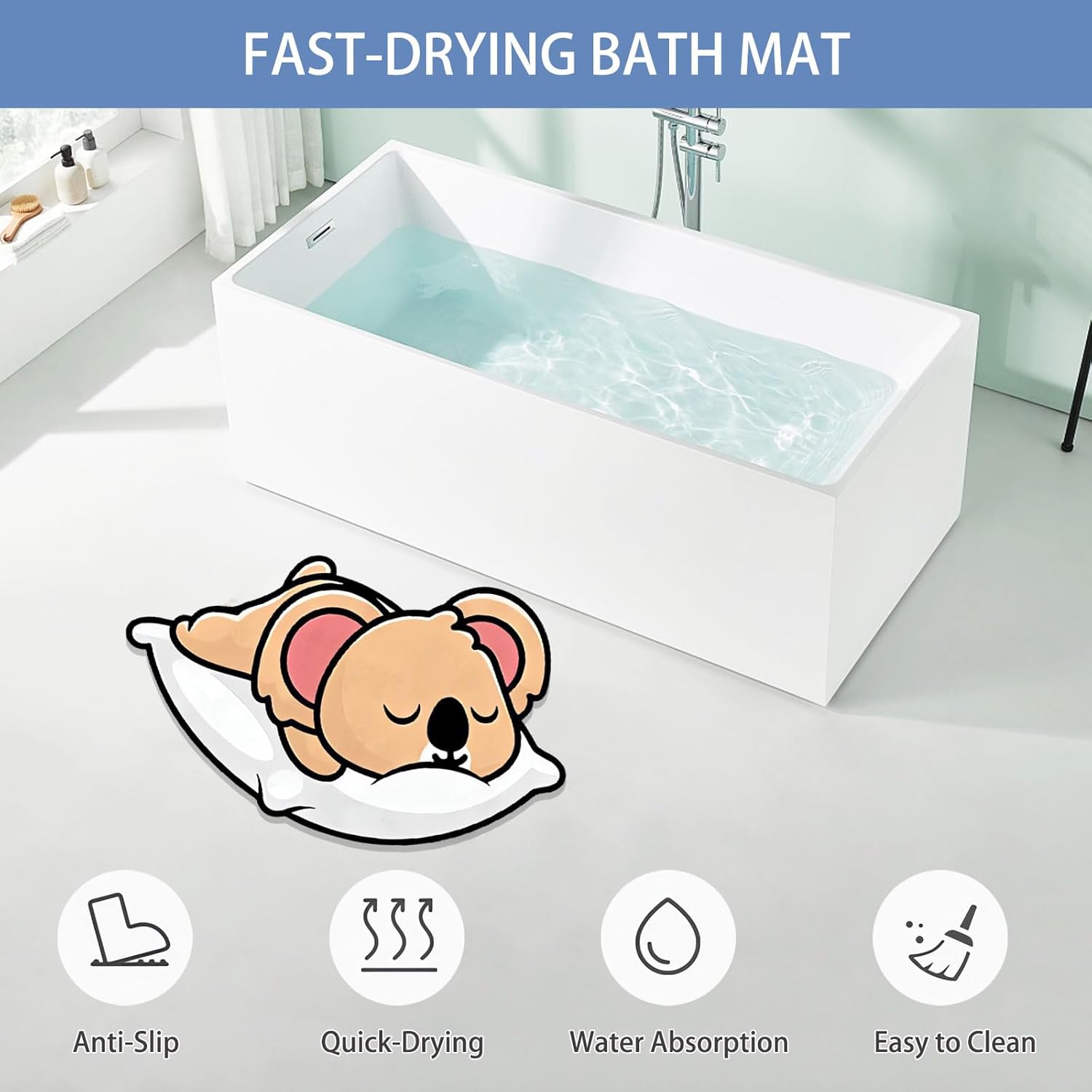 Stopsad Ceramic Non-Slip Koala Bath Mat for Kids