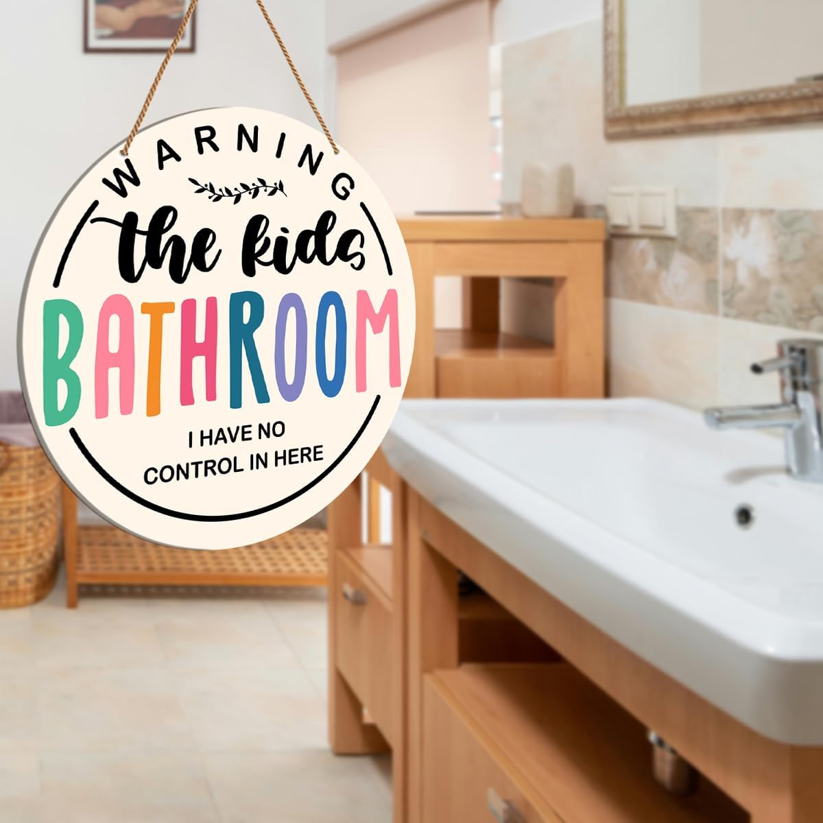 HSNBT Kids Bathroom Decor Wooden Sign