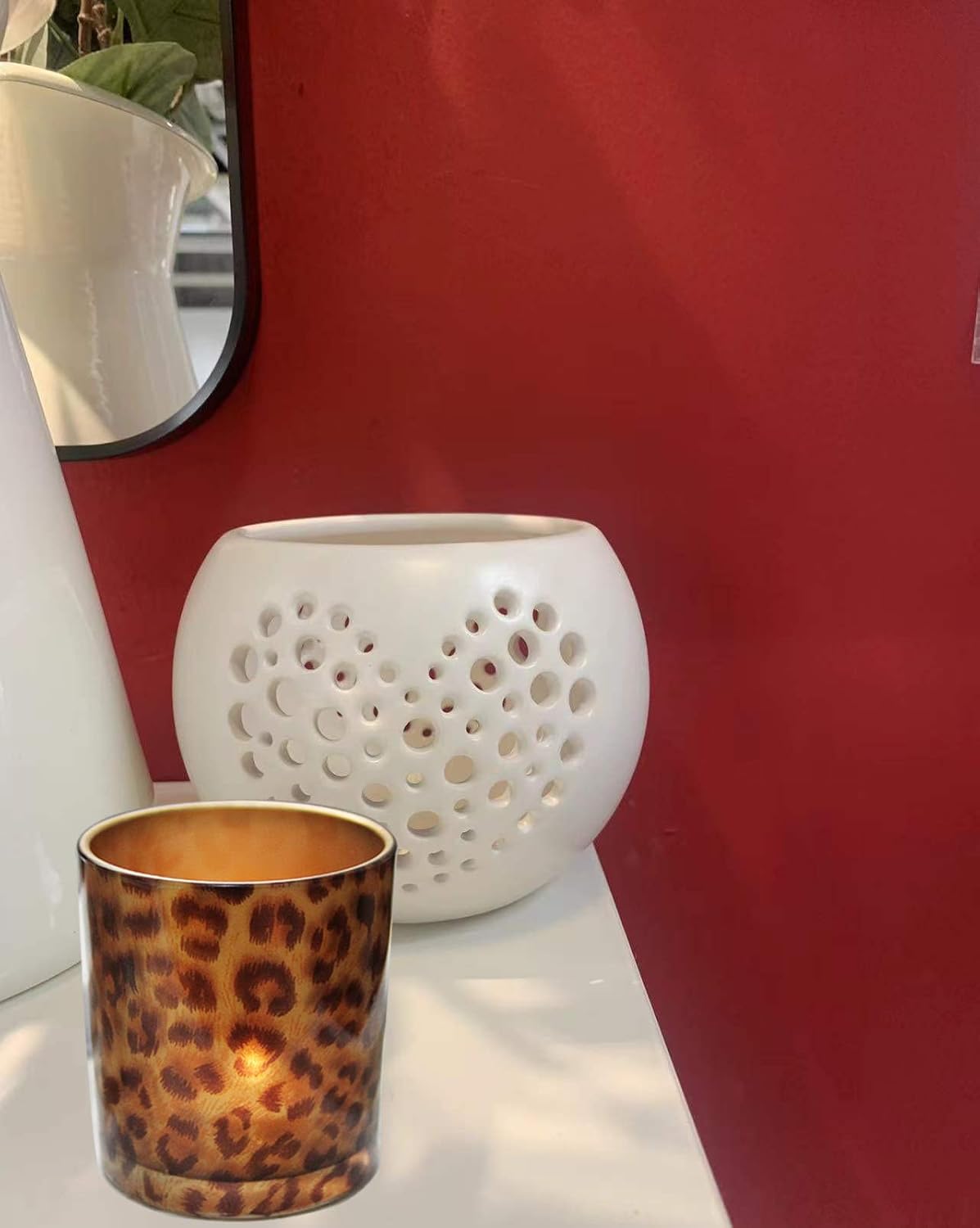 Leopard Print Glass Tealight Holder