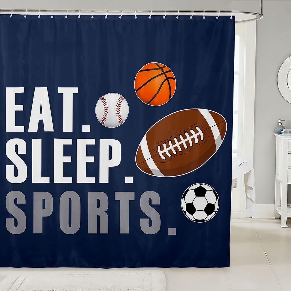 Fun Football Shower Curtain for Kids 72x72-Inch