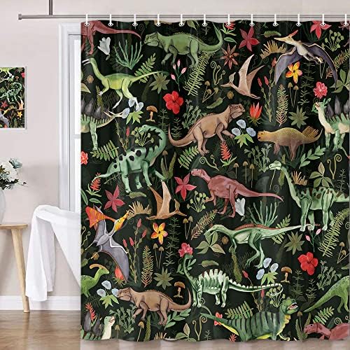Wathon Dinosaurs Bath Curtain with 12 Hooks