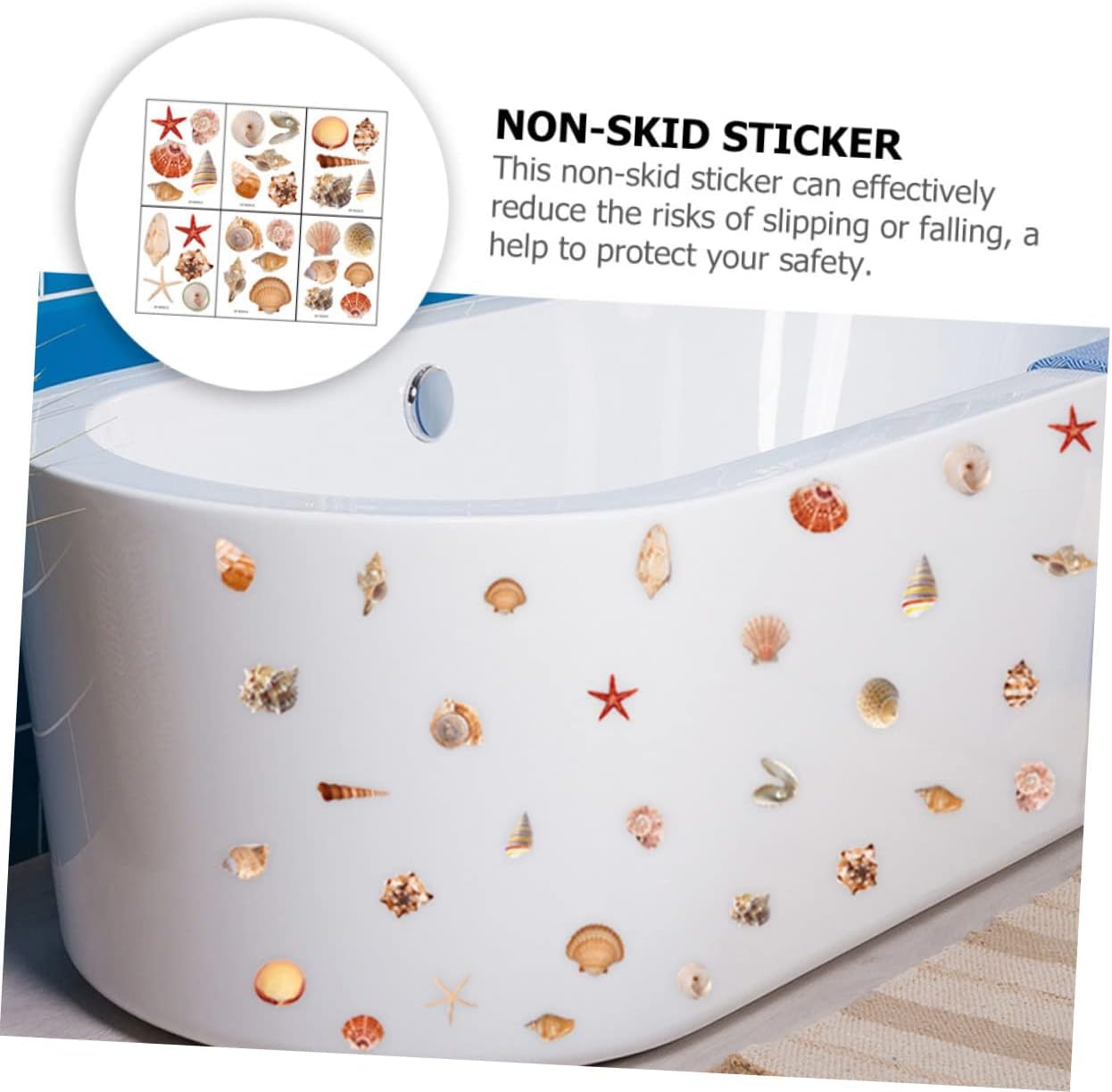 Marine Shell Bathtub Stickers Safe Style for Home Bathroom