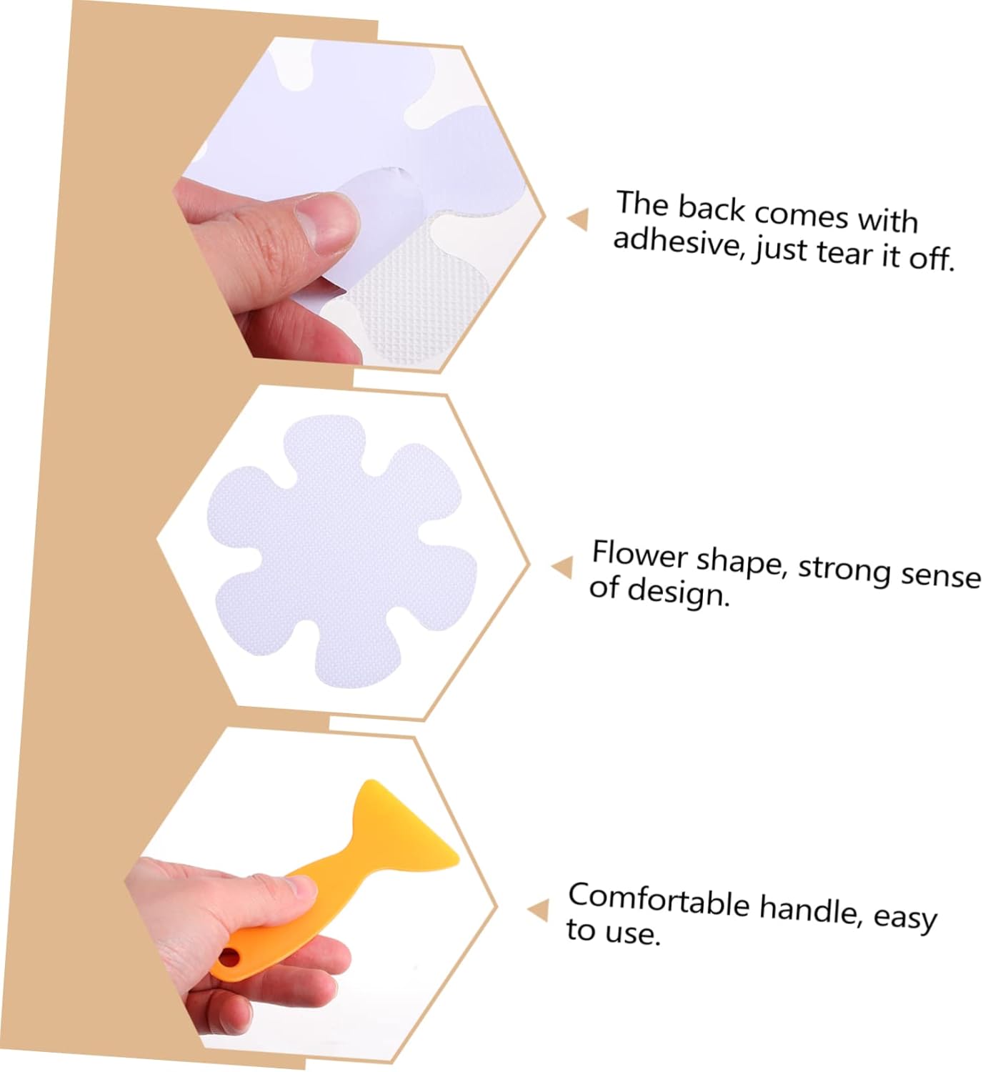 LIFKICH Non-Slip Bathroom Stickers 20pcs Peva Flower Bathtub Decals