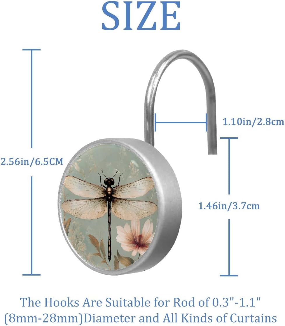 Set of 12 Glass Shower Curtain Hangers Rust-Proof Durable for Bathroom