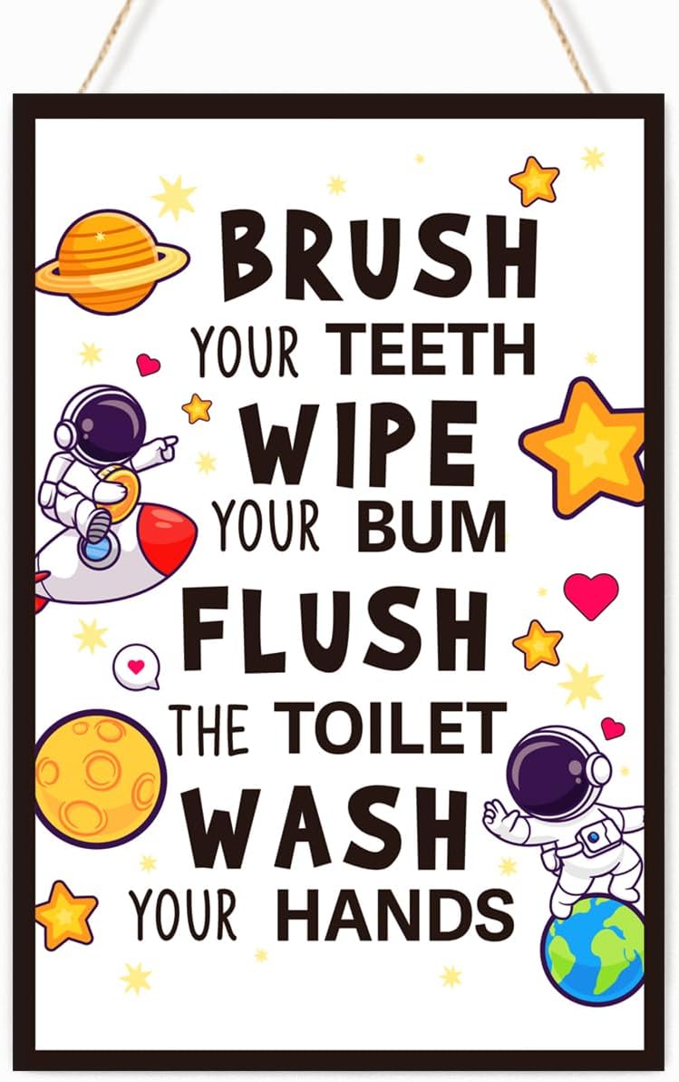 Kids Bathroom Funny Wall Art
