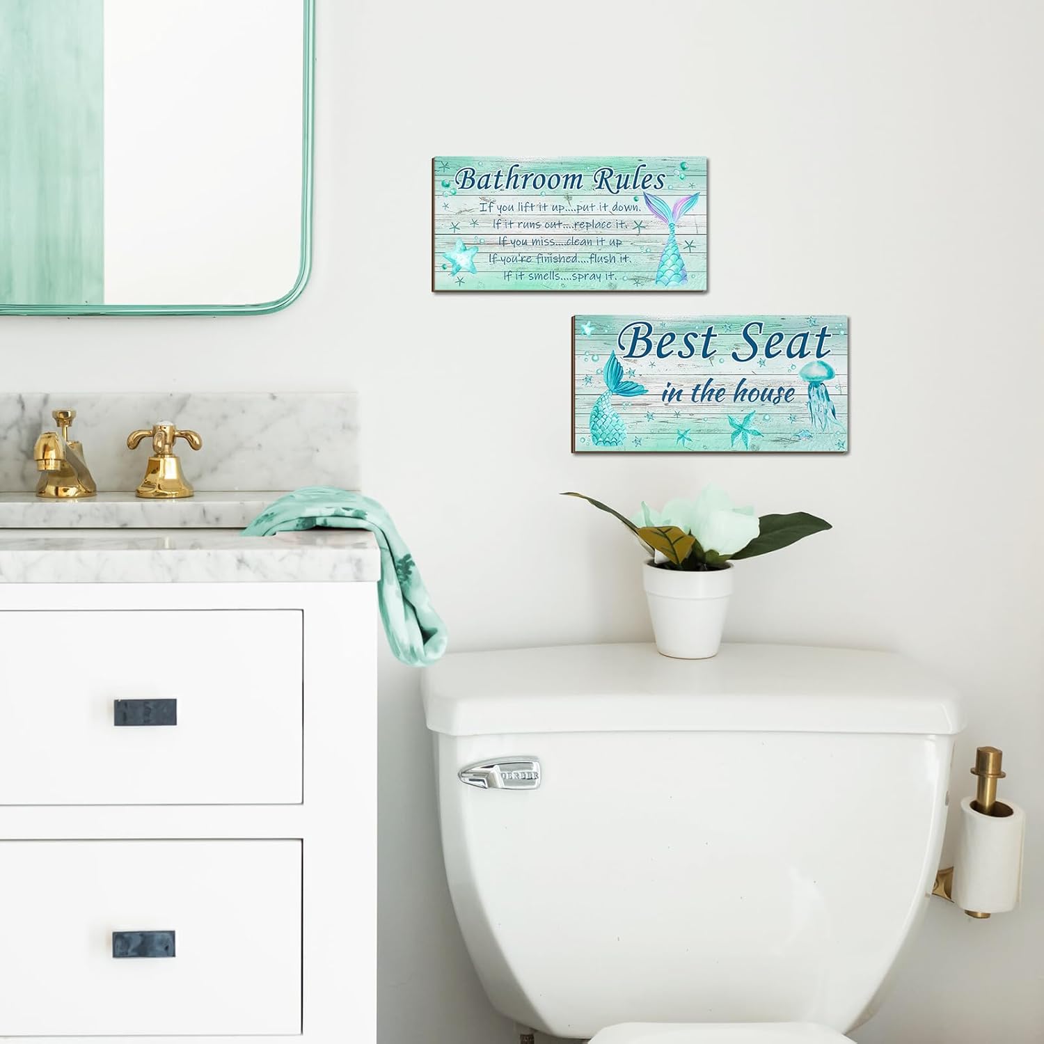 Bath Time Moments Mermaid Tail Bathroom Wall Decor