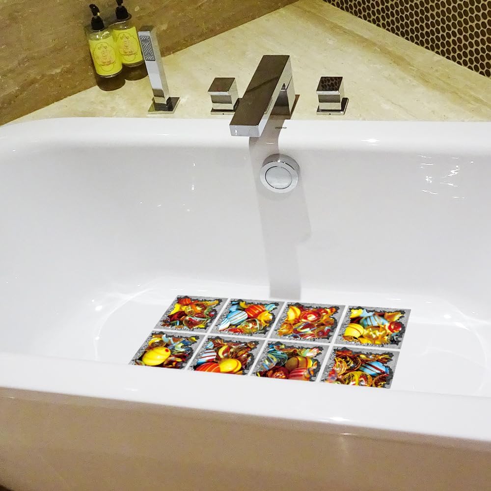 Non Slip Bathtub Stickers Square 51x51 Inch 8pcs for Adults and Kids
