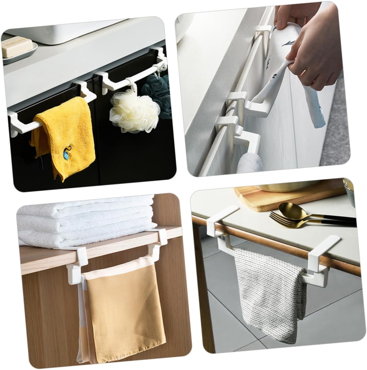 2Pcs Towel Rack for Cabinet No Drill Damage Free