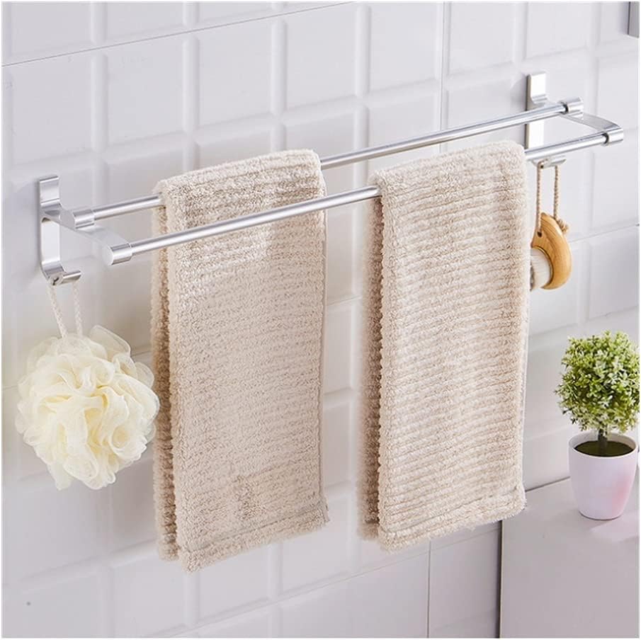 Bath Towel Holder Wall Hung Aluminum Towel Rail with No Drilling