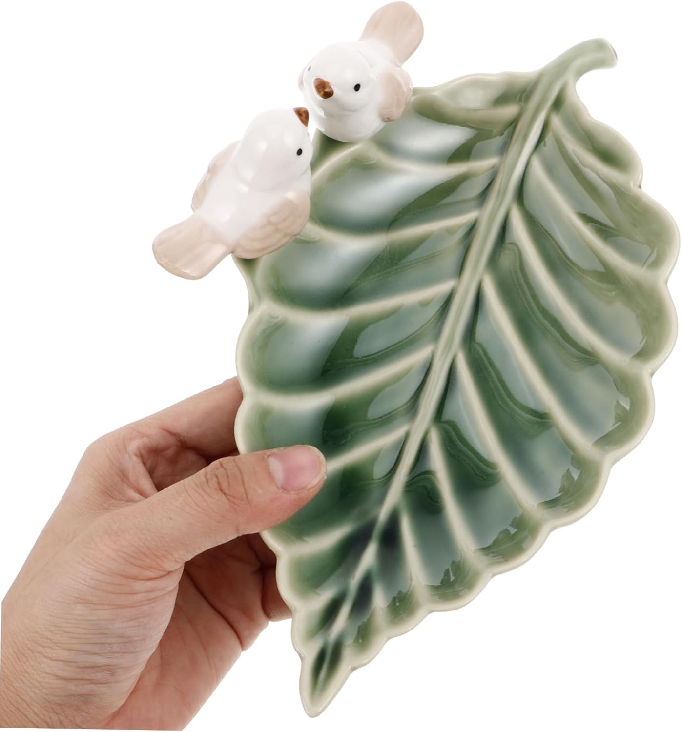 SOIMISS Ceramic Leaf Trinket Dish Bird Design