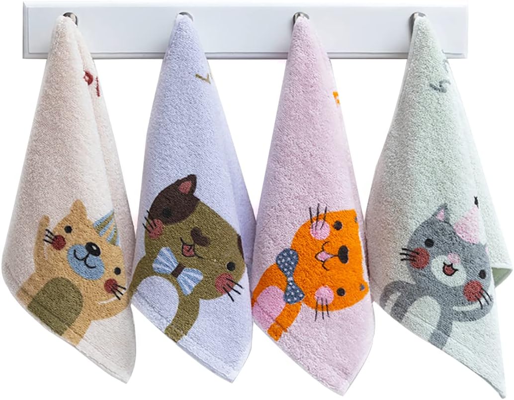 Cute Cat Soft Hand Towels for Kids