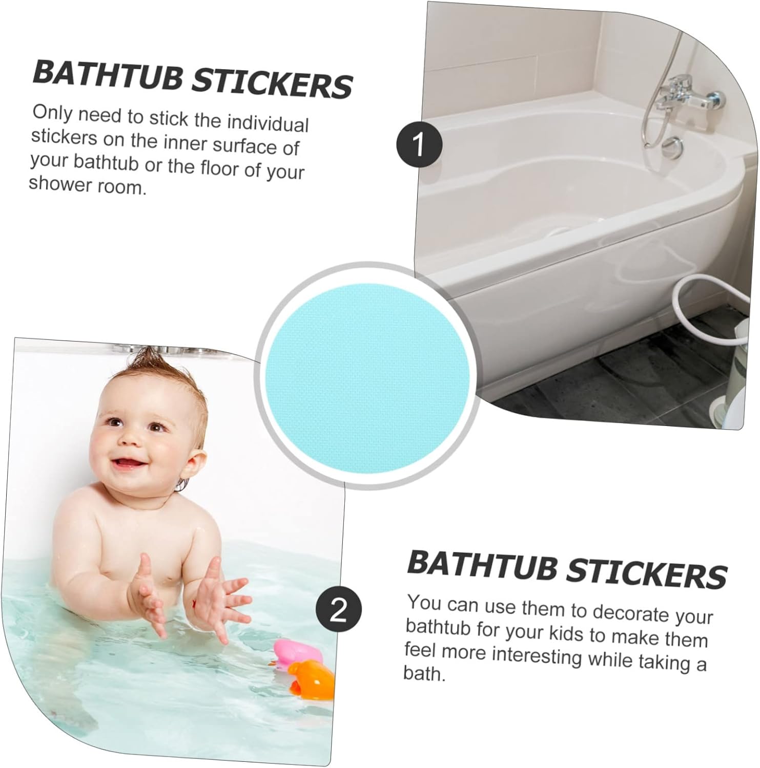 VOSAREA Peva Bathroom Stickers 40pcs - Waterproof Non-Slip - Easy Peel