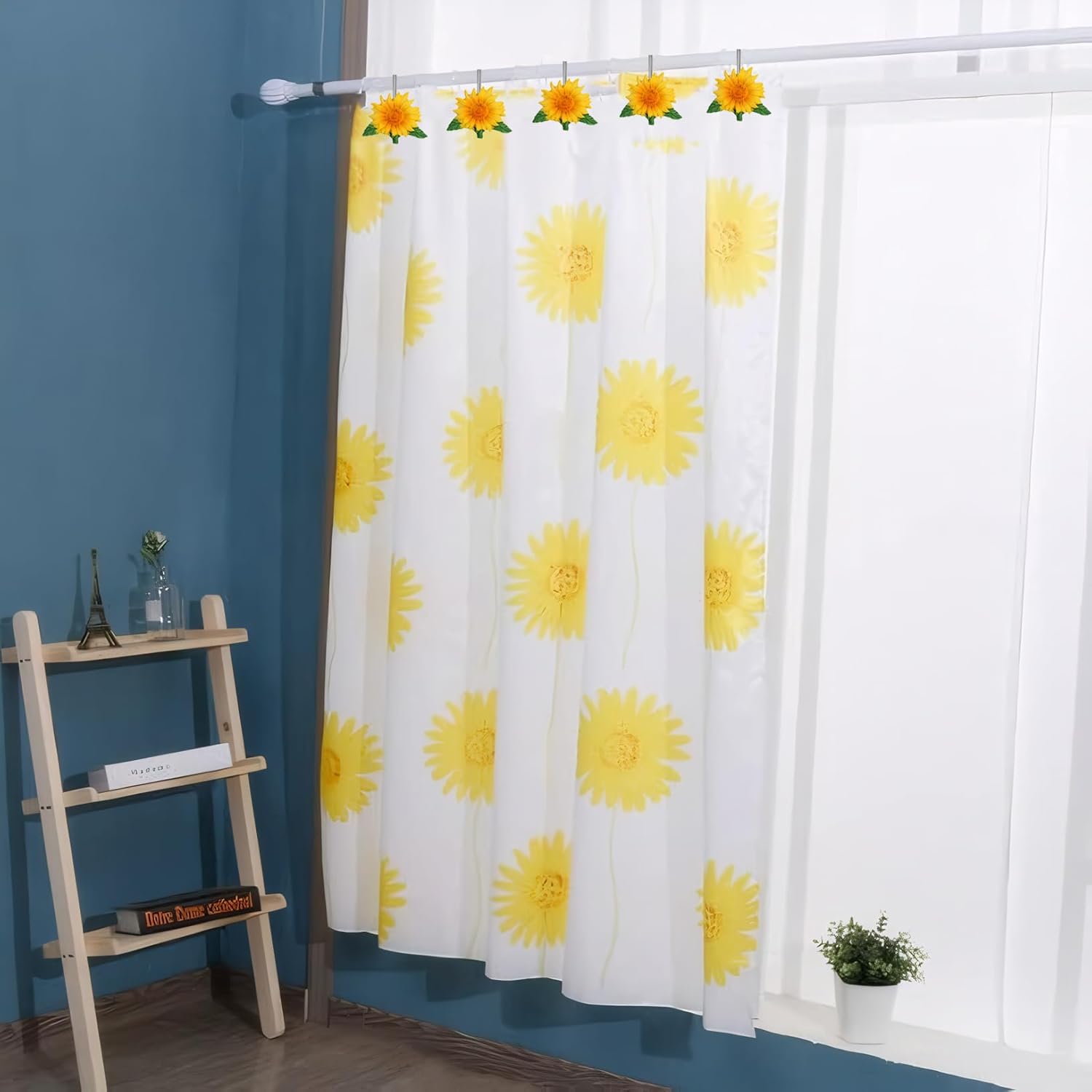 Sunflower Decorative Shower Curtain Hooks 12PCS Stainless Steel