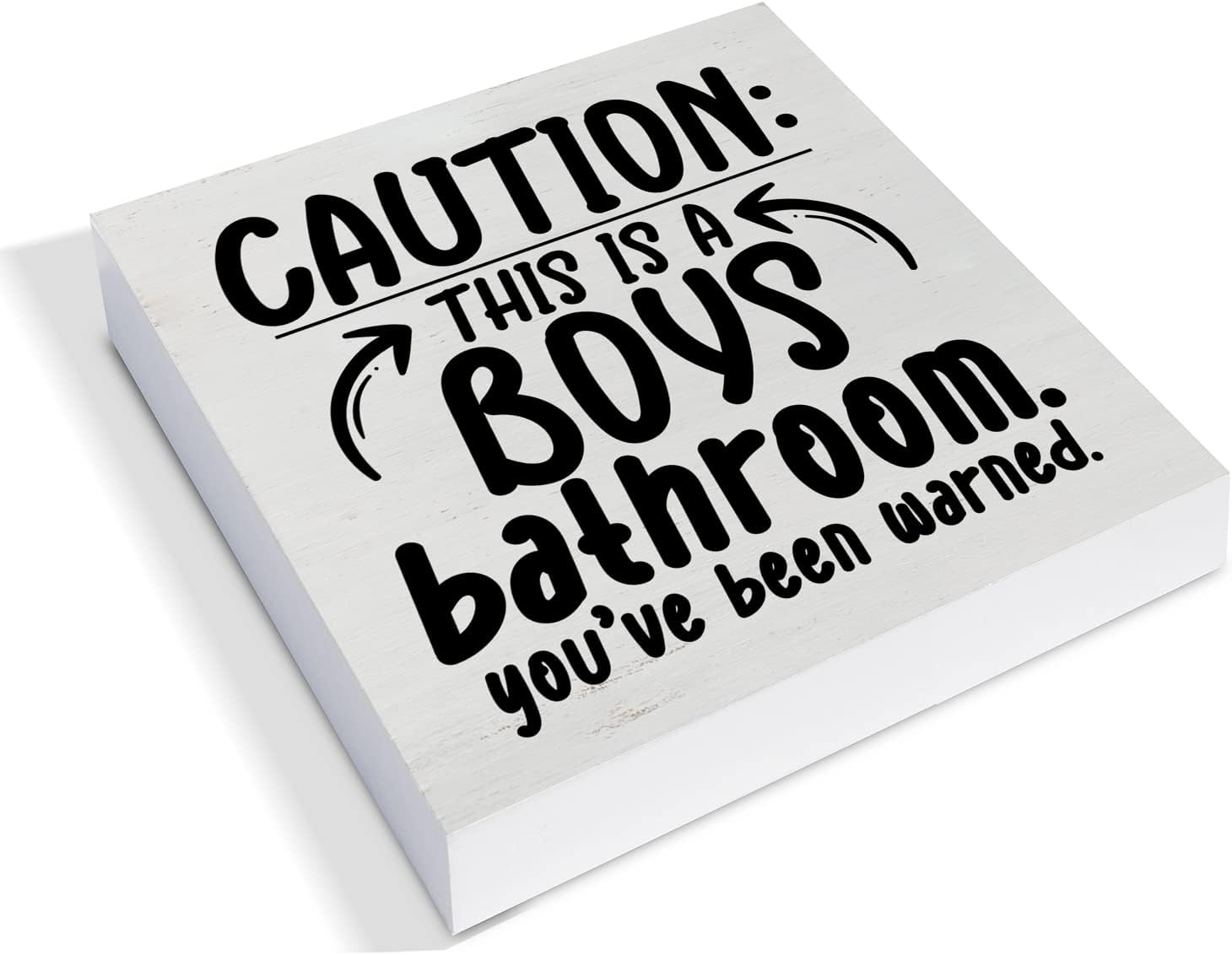 Country Caution Boys Bathroom Wood Box Sign Decor