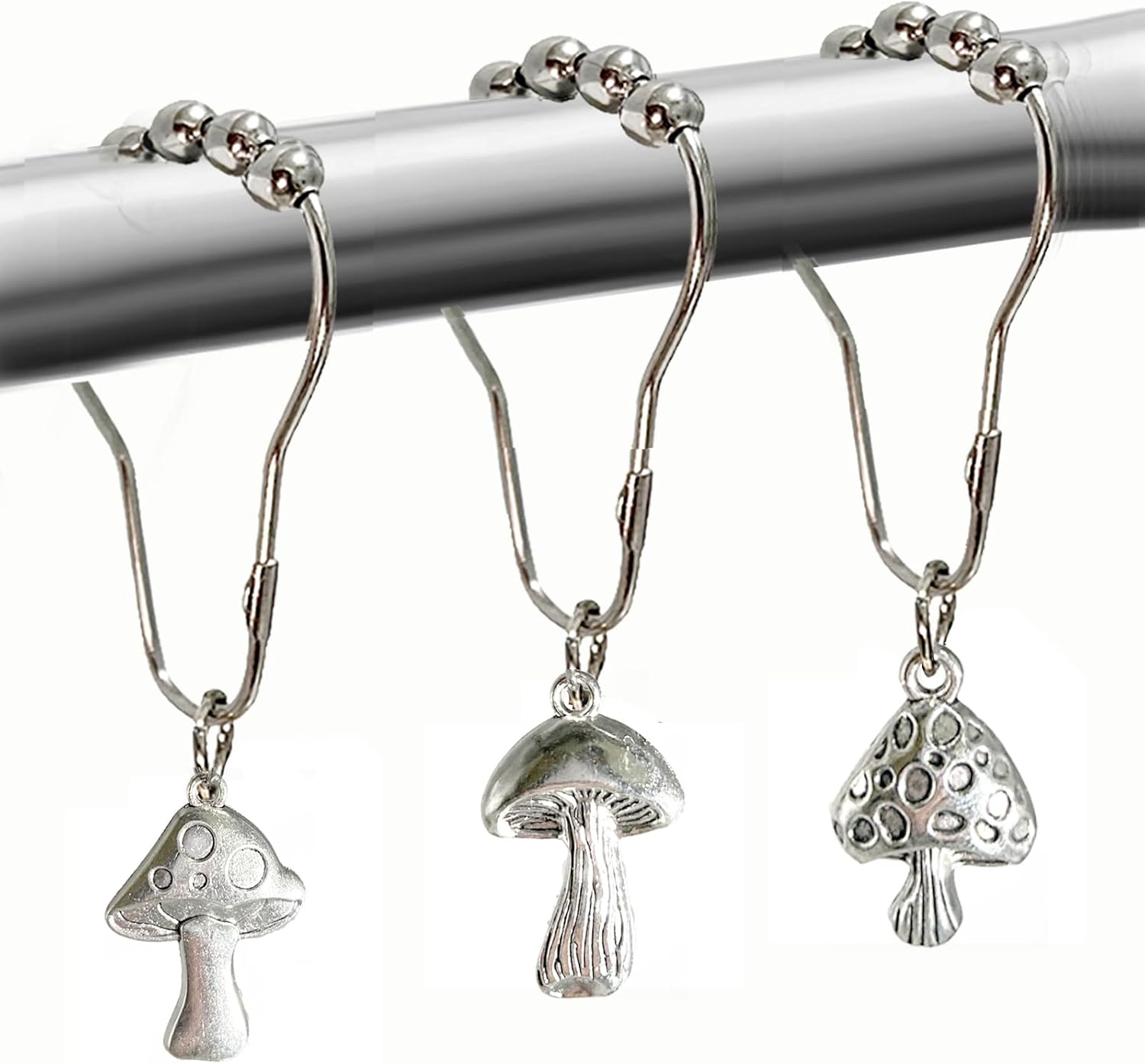 Mushroom Shower Curtain Hooks Boho Retro Cute Design