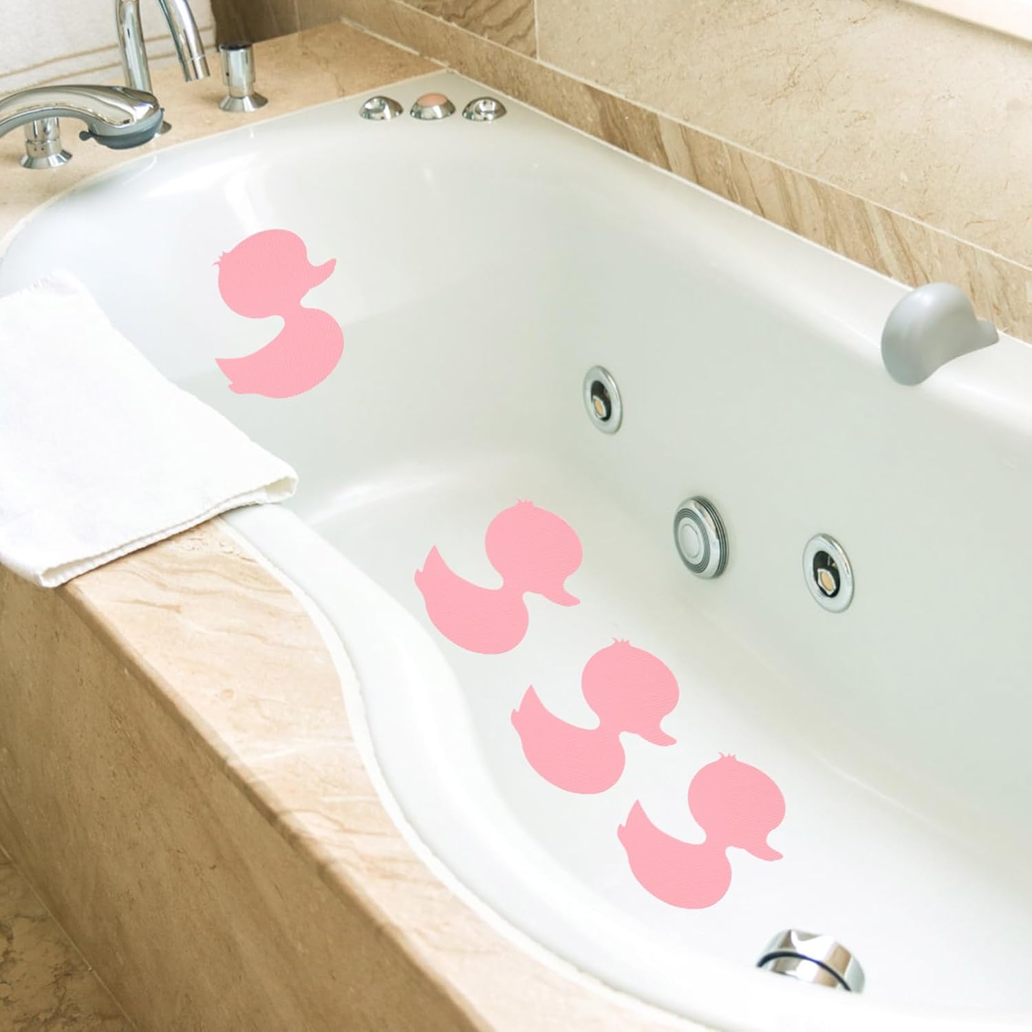 24-Piece Pink Non-Slip bathtub stickers