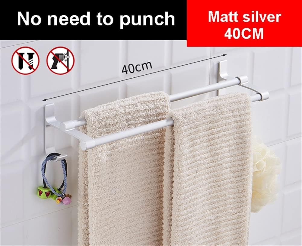 Towel Rail for Bathroom Modern Aluminum Double Bar Towel Holder with Hooks