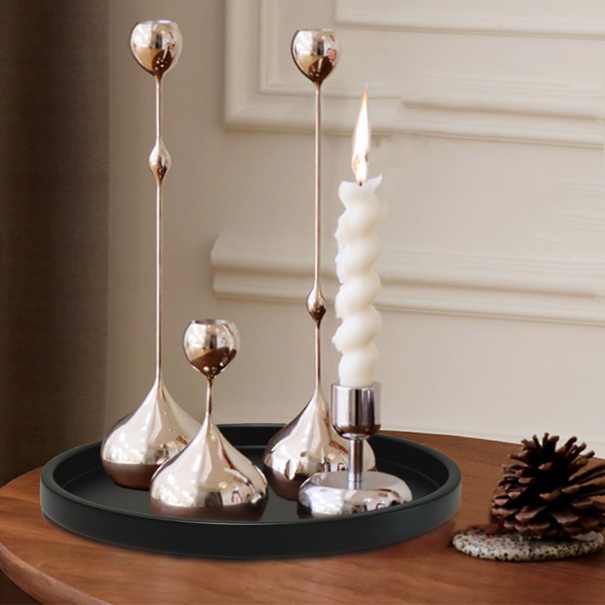 Elegant Black Candlestick Tray for Your Table