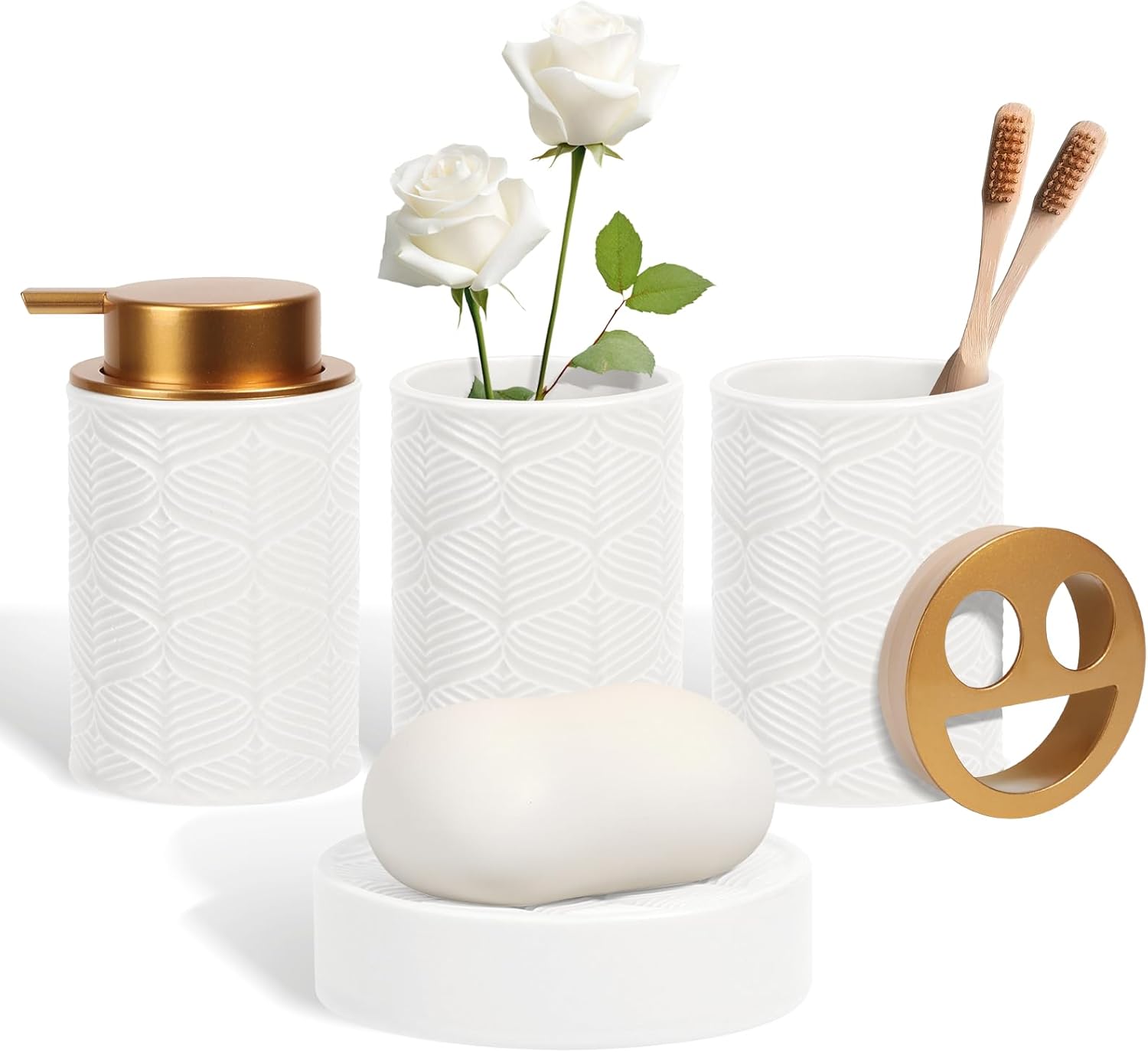 Kukikan 4-Piece Modern Ceramic Bathroom Set White