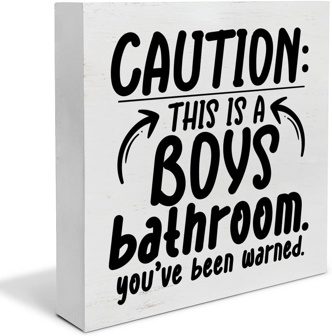 Country Caution Boys Bathroom Wood Box Sign Decor