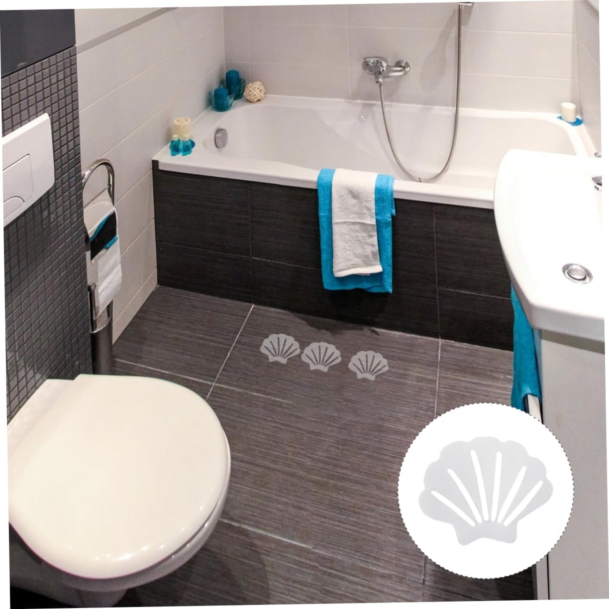 12-Piece Sea Shell Bathroom Safety Sticker Set
