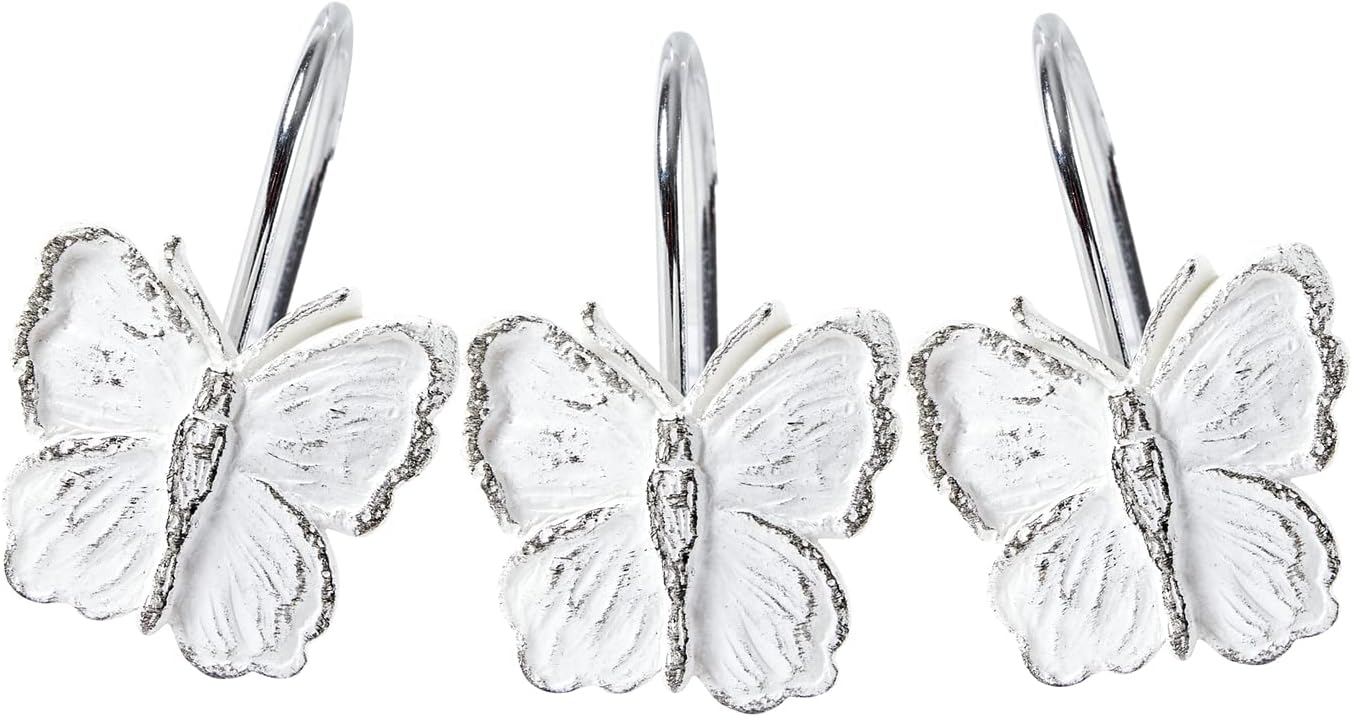 Estmy Decorative Butterfly Shower Curtain Hooks 12PCS