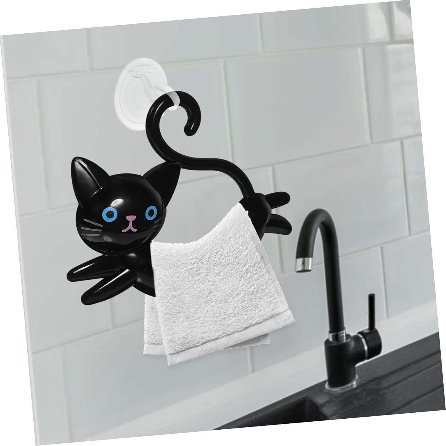 Adorable Cat Suction Cup Towel Rack