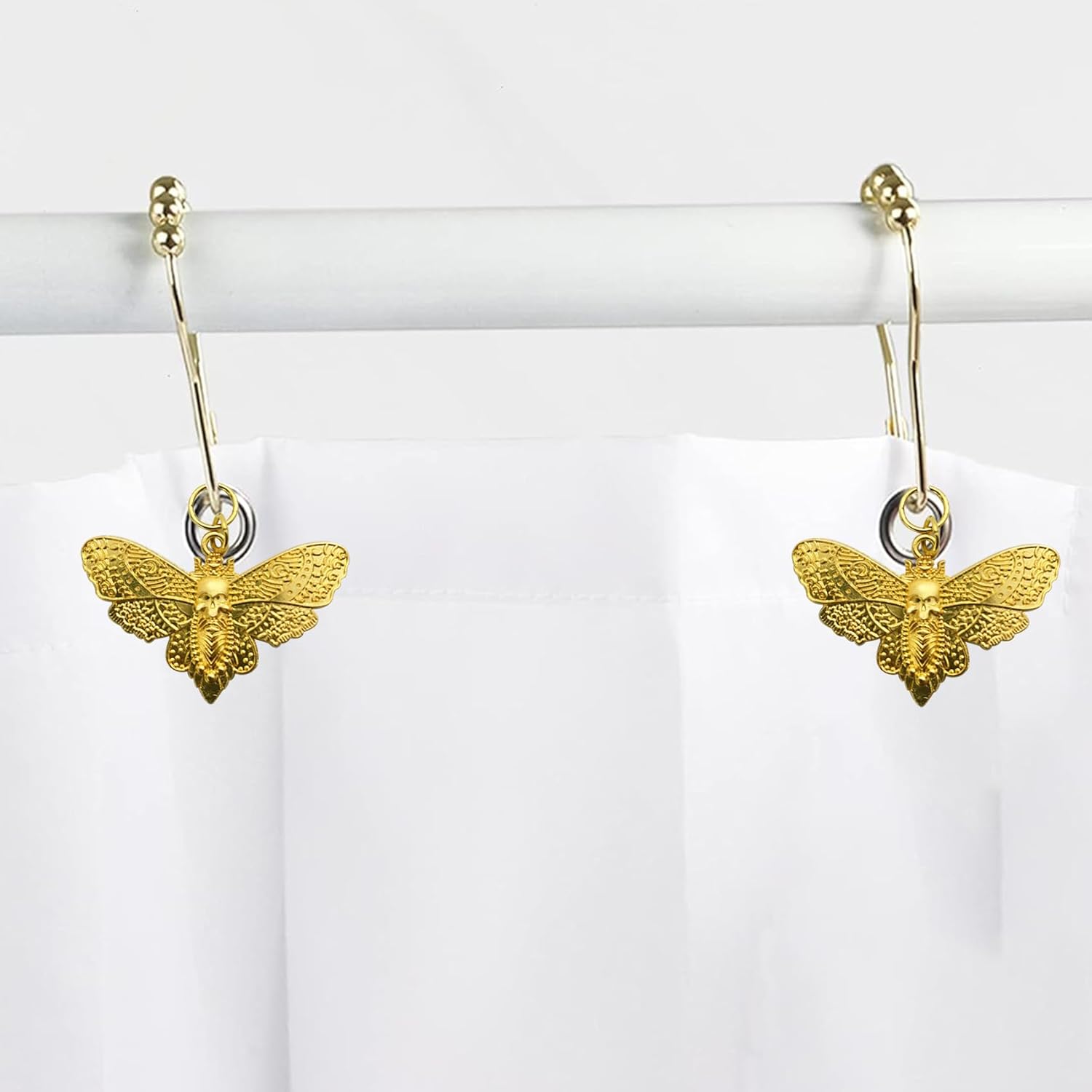 Stylish Skull Moth Decorative Shower Hooks 12pcs Gold