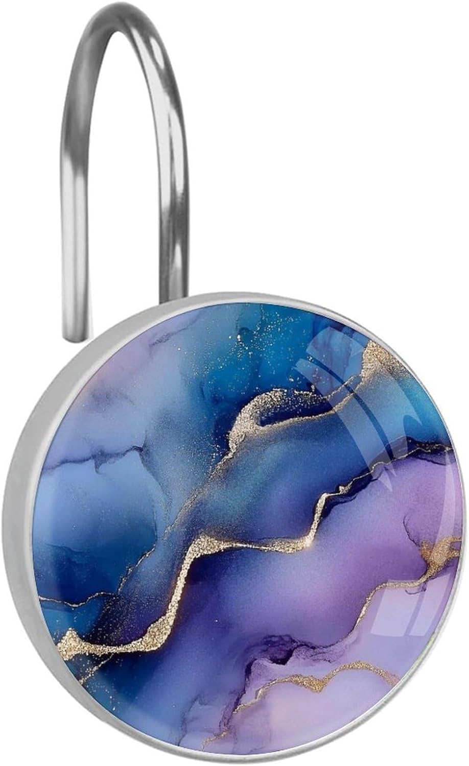 12pcs Purple Marble Shower Curtain Hooks Decorative Hangers