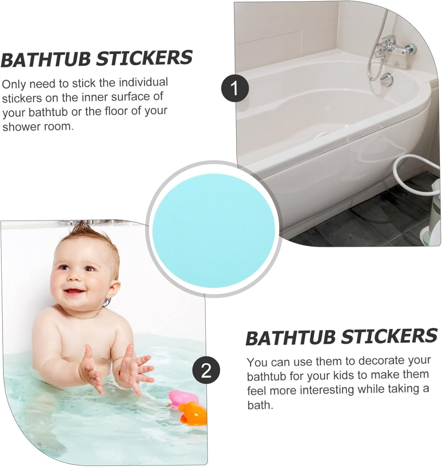 Toilet Stickers 40pcs Anti-Slip Decals for Bathroom Floor Tub