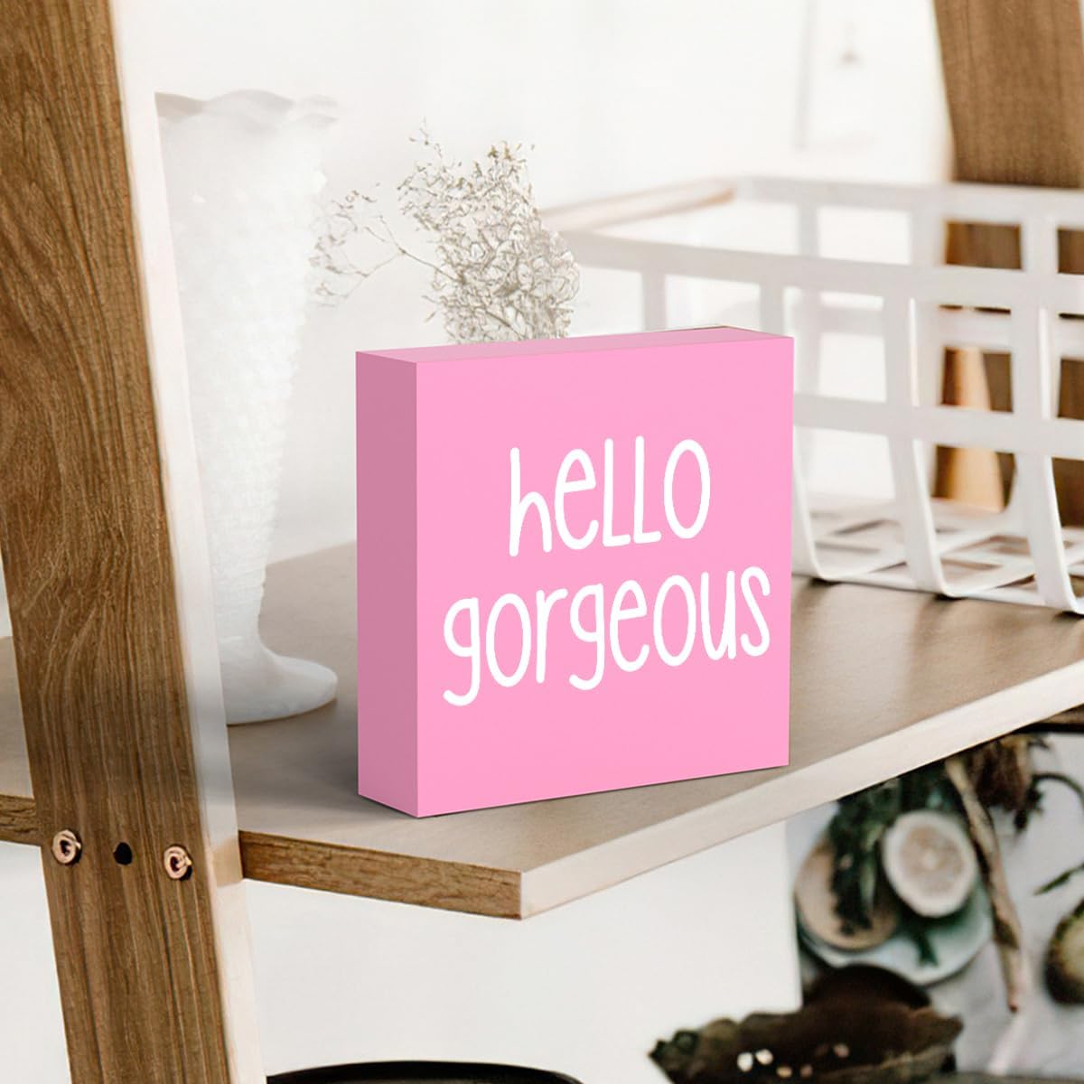 Funny Pink Bathroom Sign Box for Girls and Homes